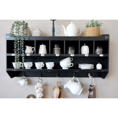 Półka drewniana czarna z przegródkami 99x45 cm