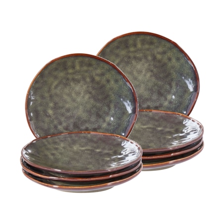 Zestaw 8 małych talerzy THYME Kamionka Ciemnozielony