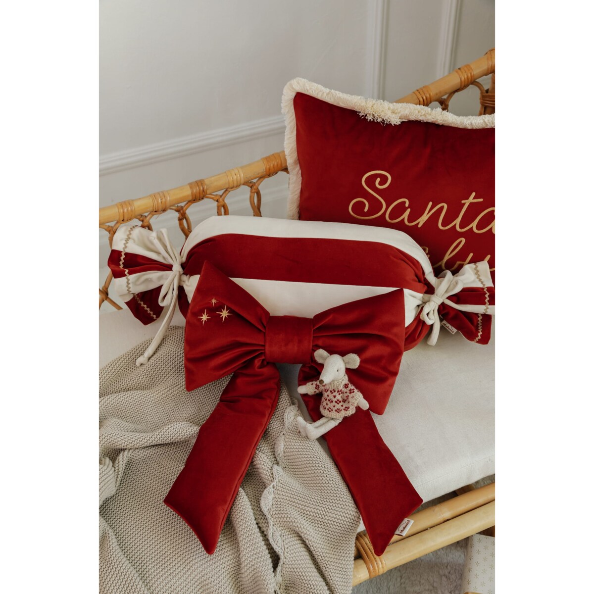 Poduszka Świąteczna Cukierek Carmin Red