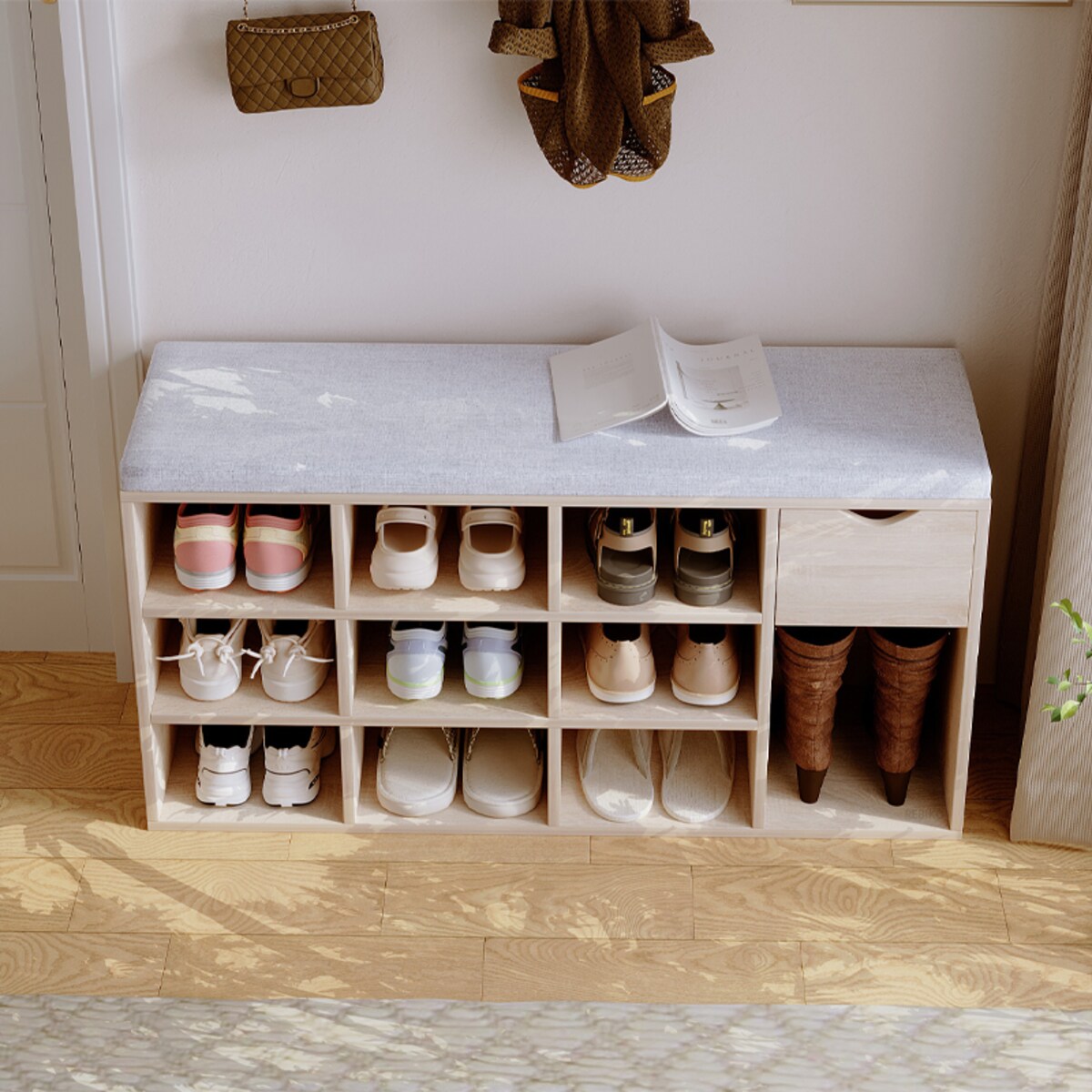 Szafka na buty z siedziskiem loft sonoma ławka przedpokój z szufladą 100 cm