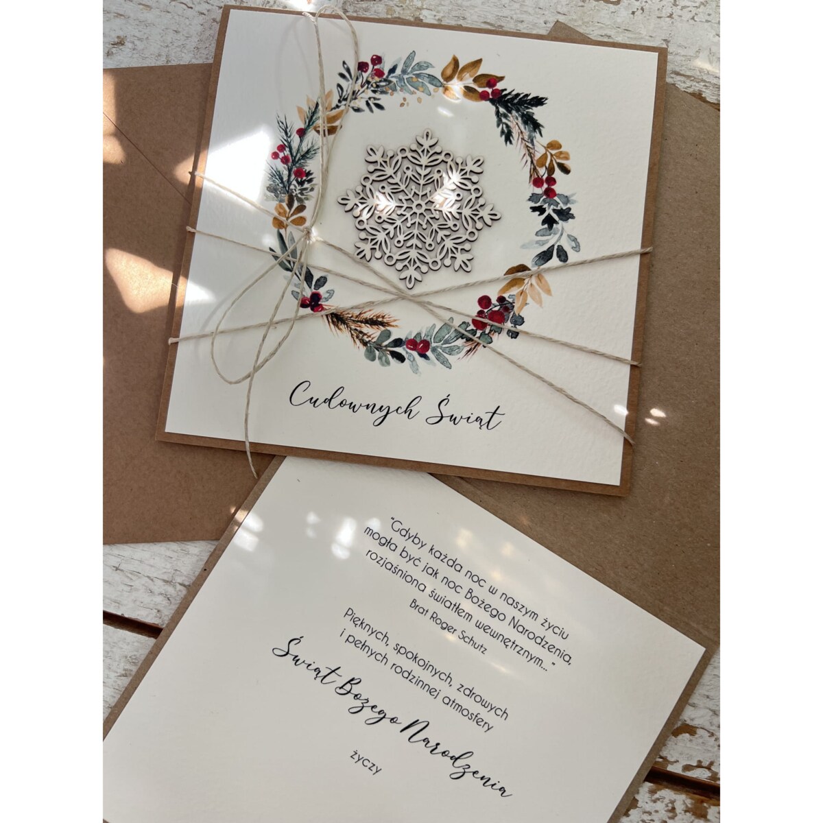 Wyjątkowa ręcznie robiona kartka świąteczna na Boże Narodzenie