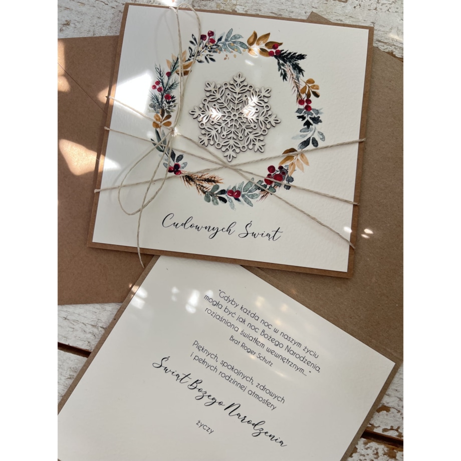 Wyjątkowa ręcznie robiona kartka świąteczna na Boże Narodzenie