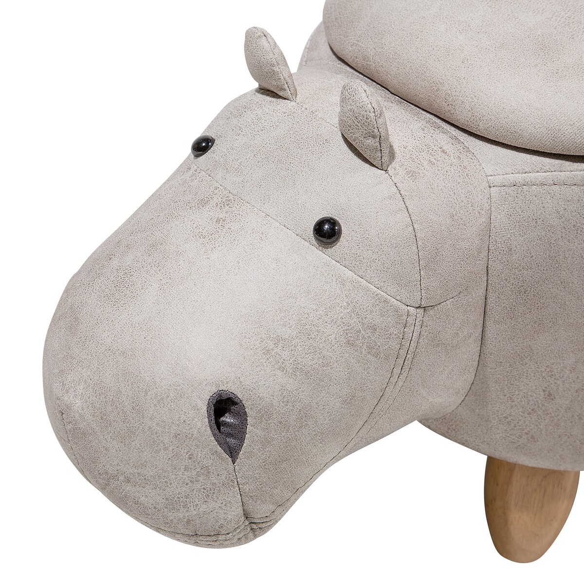 Pufa zwierzak ze schowkiem HIPPO Ekoskóra Jasnoszary Hipopotam