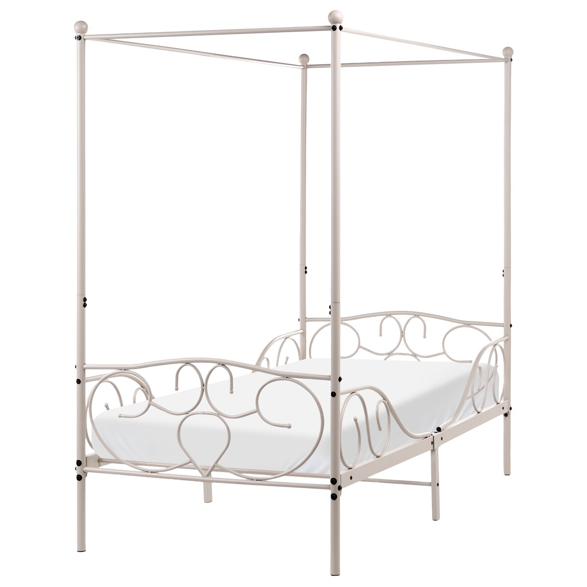 Łóżko z baldachimem Metal SORMERY 90 x 200 cm Jasnobeżowy
