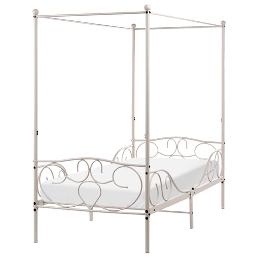 Łóżko z baldachimem Metal SORMERY 90 x 200 cm Jasnobeżowy