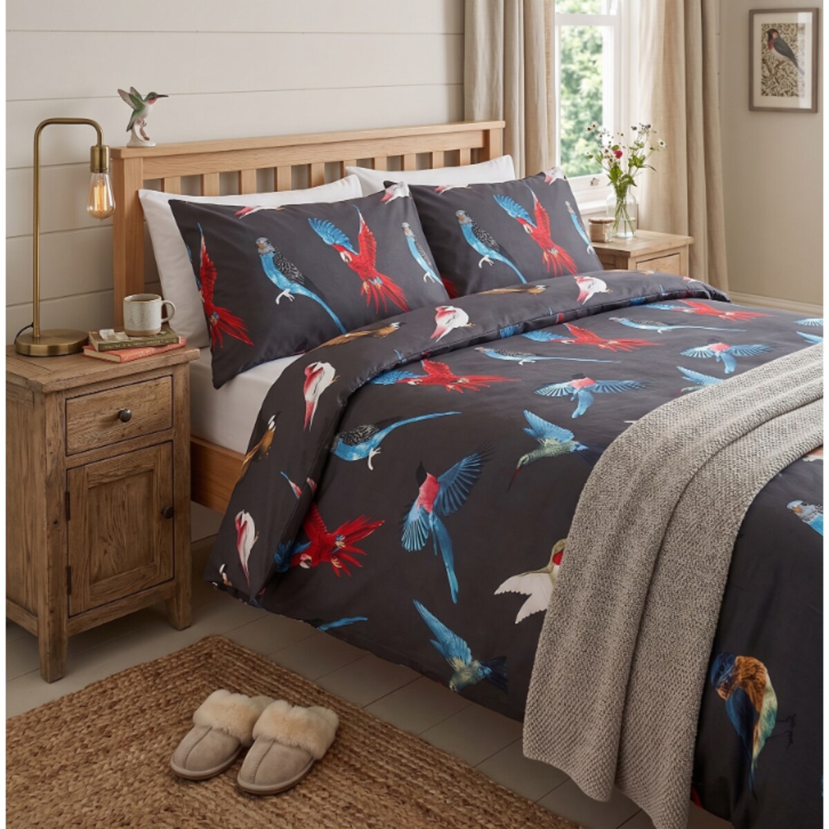 Komplet Pościeli Czarna Papugi 220X200 World Bird