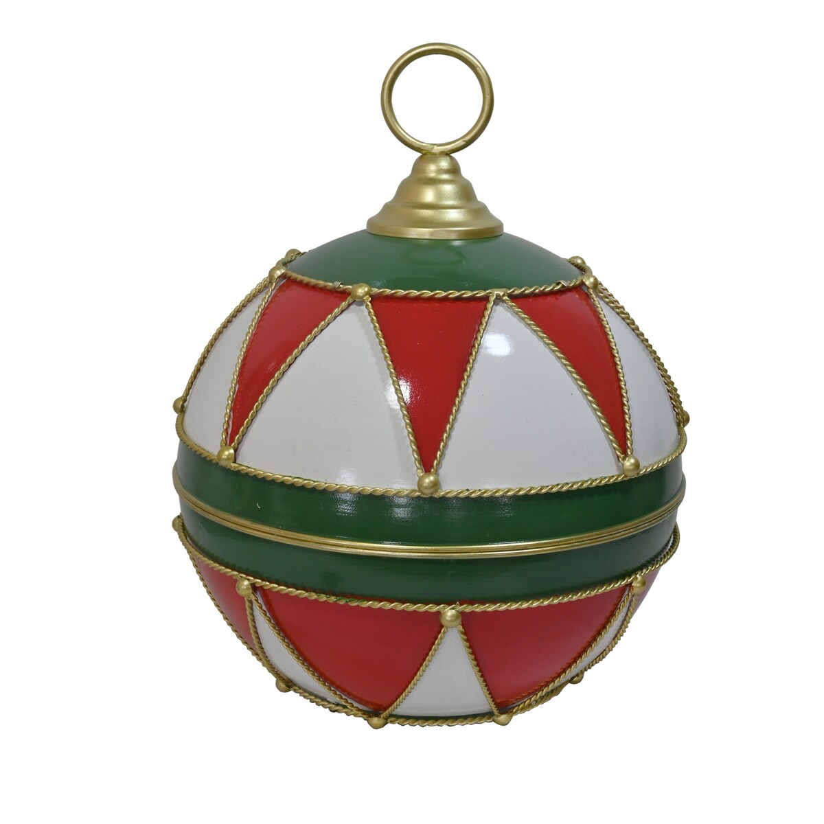 Duża dekoracja świąteczna - bombka metalowa kolorowa 51x40,5 cm