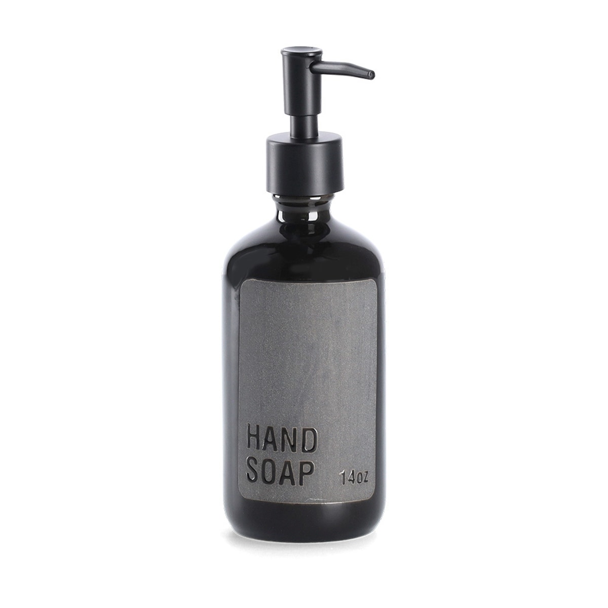 Ceramiczny dozownik na mydło HANDSOAP, Ø7 x 20,8 cm, kolor czarny