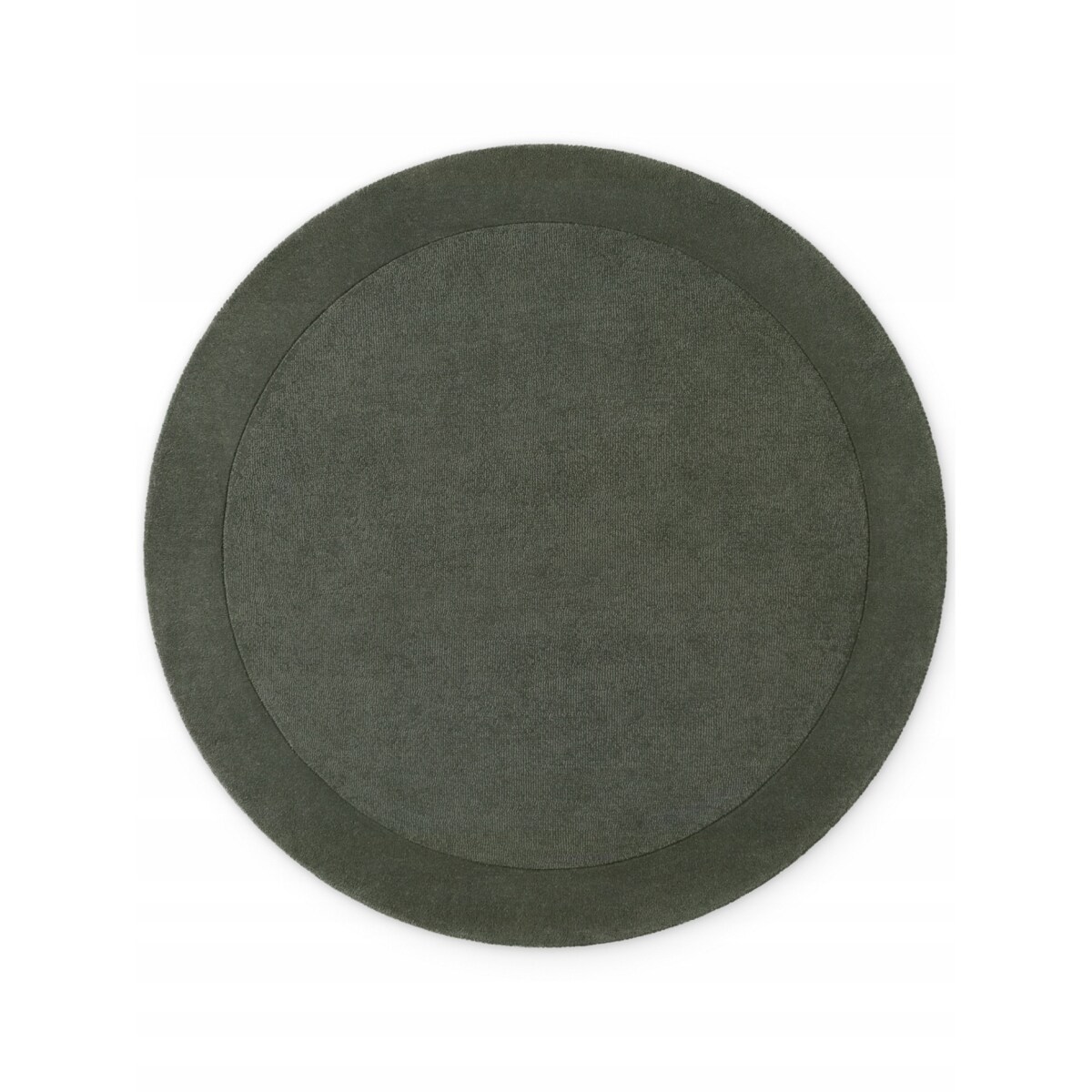 Dywan wełniany okrągły 200cm, zielony tkany ręcznie, mękki włosie