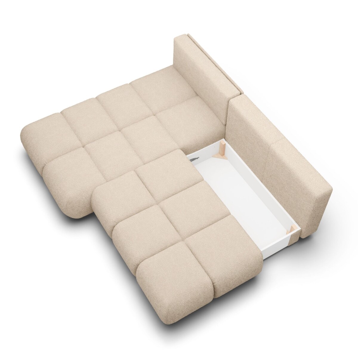 Pikowany Narożnik MILA rozkładany bez boczków lewy beżowy