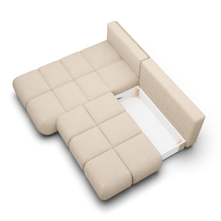 Pikowany Narożnik MILA rozkładany bez boczków lewy beżowy