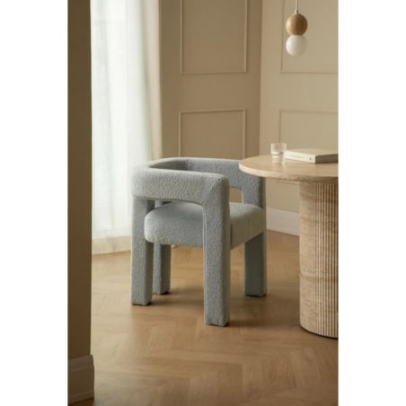 Krzesło do jadalni podłokietnikami, bouclé, błękitne Liara