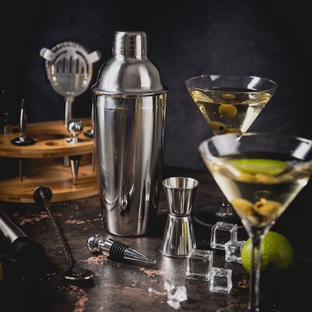 Zestaw barmański do drinków koktajli 12-ele Shaker srebrny KLAUSBERG