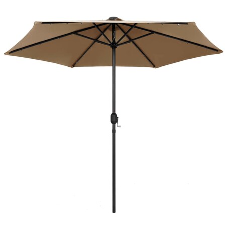 vidaXL Parasol ogrodowy z LED i aluminiowym słupkiem, 270 cm, taupe