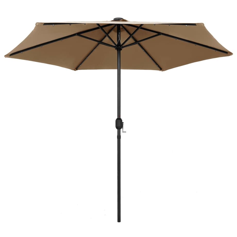 vidaXL Parasol ogrodowy z LED i aluminiowym słupkiem, 270 cm, taupe