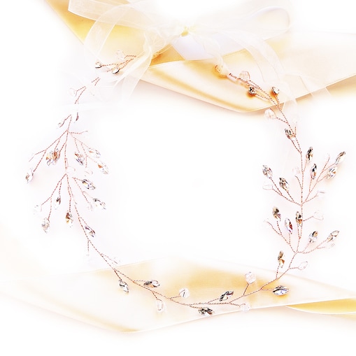 Opaska różowe złoto wianek rose gold CYRKONIE delikatna na ślub