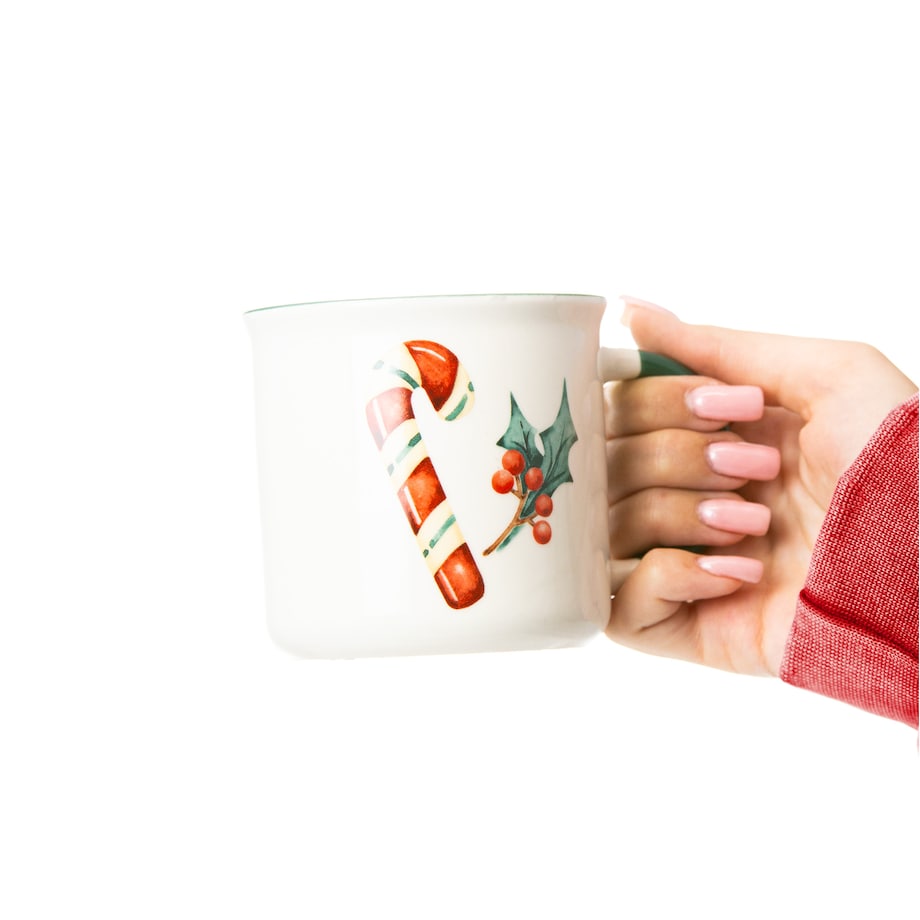 Kubek Świąteczny Ceramiczny Na Prezent 300 Ml Boże Narodzenie Mikołaj Lizak Zestaw 2 Szt