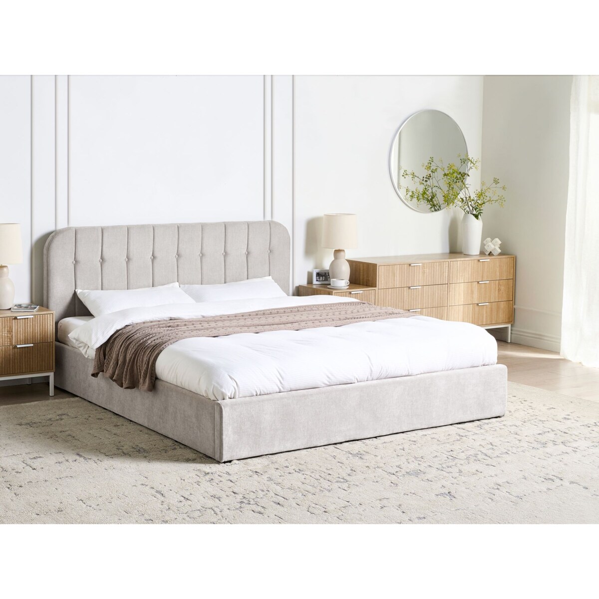 Łóżko z pojemnikiem CHALLANS 180 x 200 cm Złamana biel