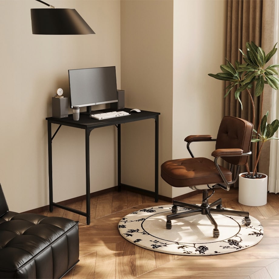 Biurko komputerowe – czarne, industrialne, nowoczesny styl loft, 80 cm