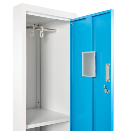 Szafa socjalna ubraniowa dwupoziomowa ATHLETE Metal Biały/ niebieski