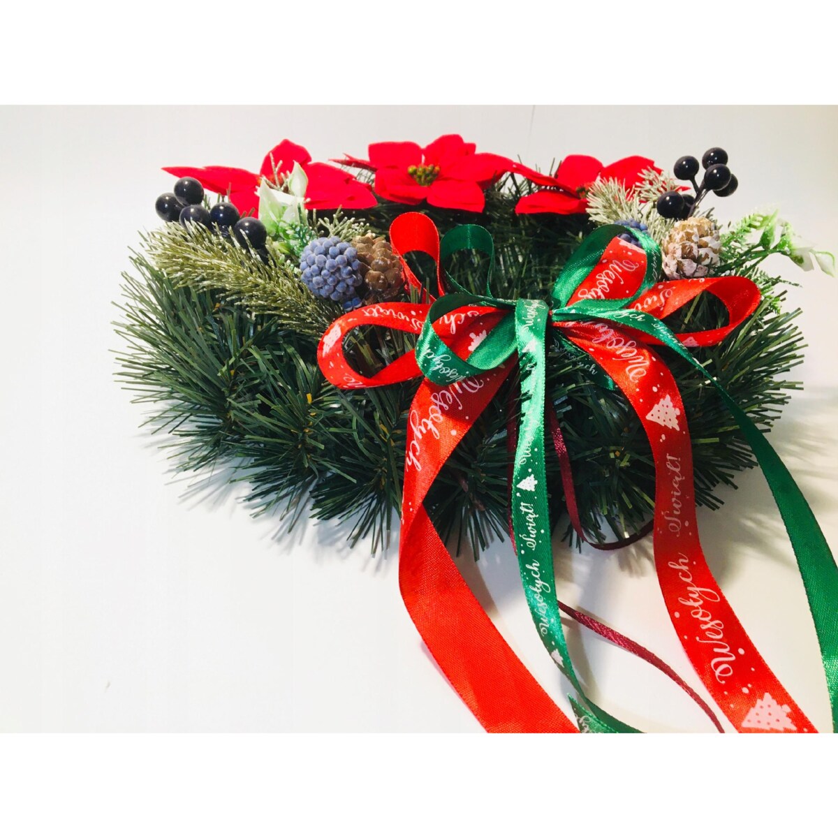 WIANEK sztuczny gotowy udekorowany świąteczny na drzwi okno stroik 30cm