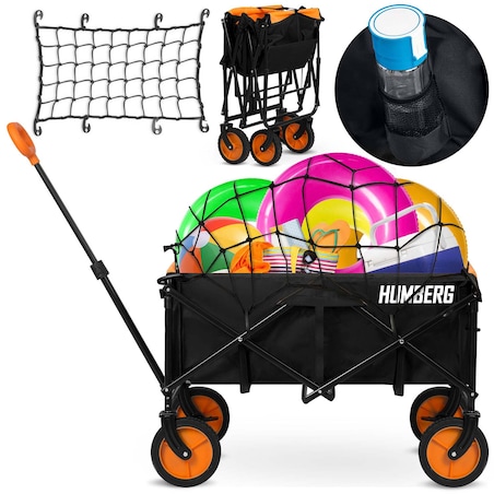 Wózek ogrodowy transportowy skladany Humberg 90 kg + siatka zabezpieczająca