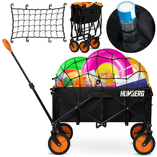 Wózek ogrodowy transportowy skladany Humberg 90 kg + siatka zabezpieczająca