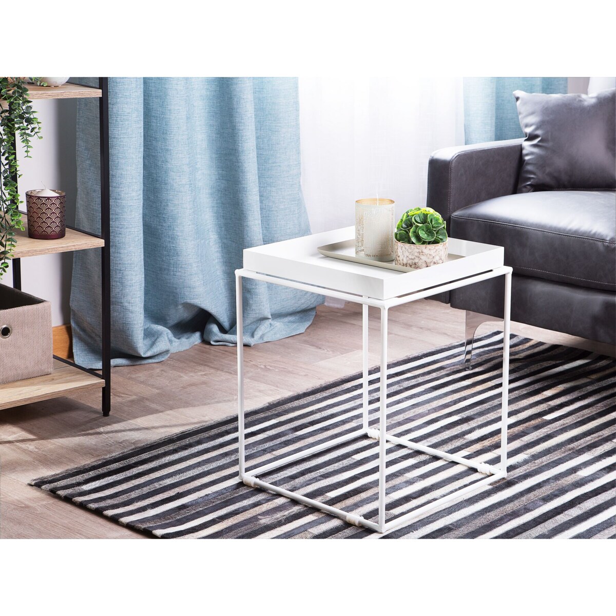 Stolik pomocniczy metalowy biały SAXON