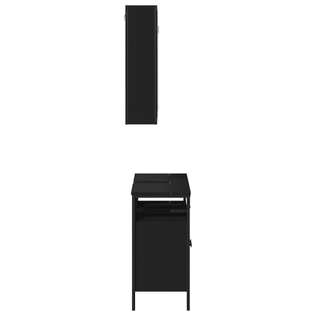 vidaXL 2-cz zestaw mebli łazienkowych, czarny, materiał drewnopochodny