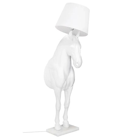 Stojąca lampa pokojowa HORSE M podłogowy koń z abażurem biały