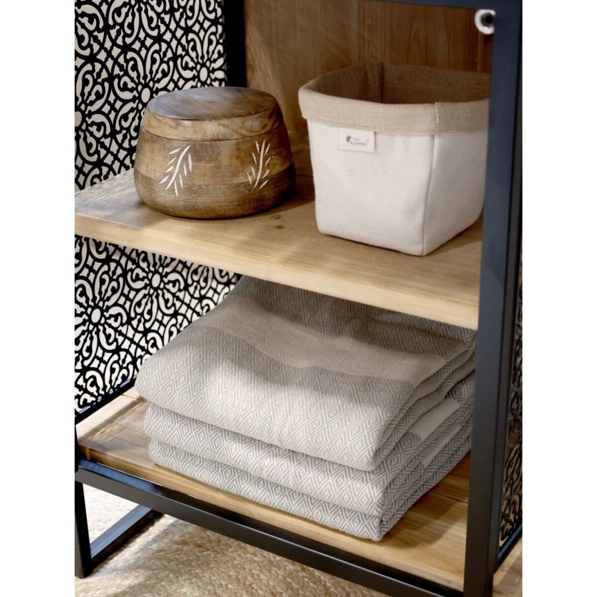 Szafka nocna ażurowa czarna Venice