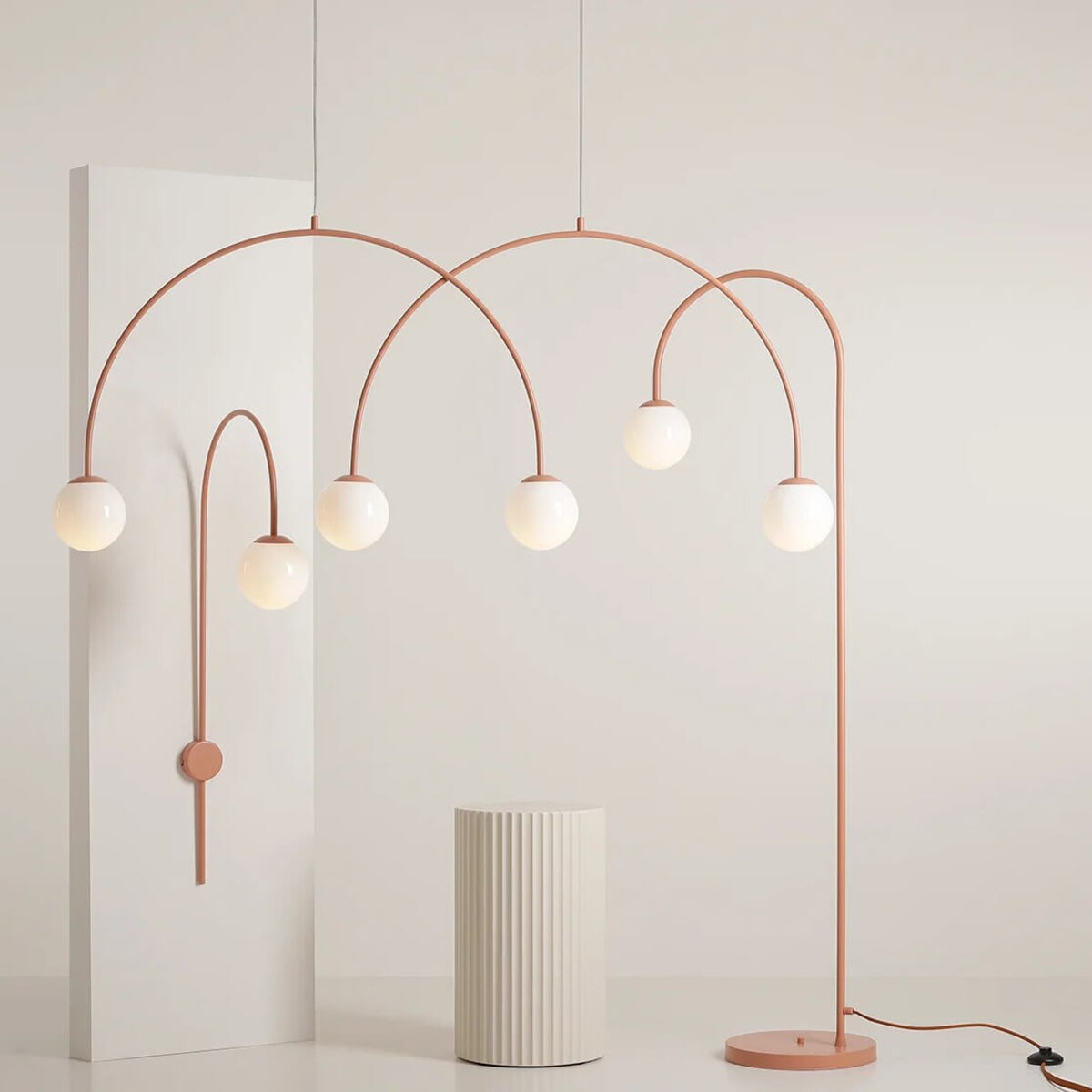 Nowoczesny kinkiet ścienny Una 1116C11 Aldex do czytania szkło metal koralowy