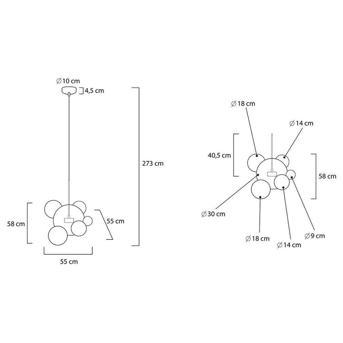 Wisząca lampa kulista Capri XCP9148-1B King Home LED 14W 3000K przezroczysta
