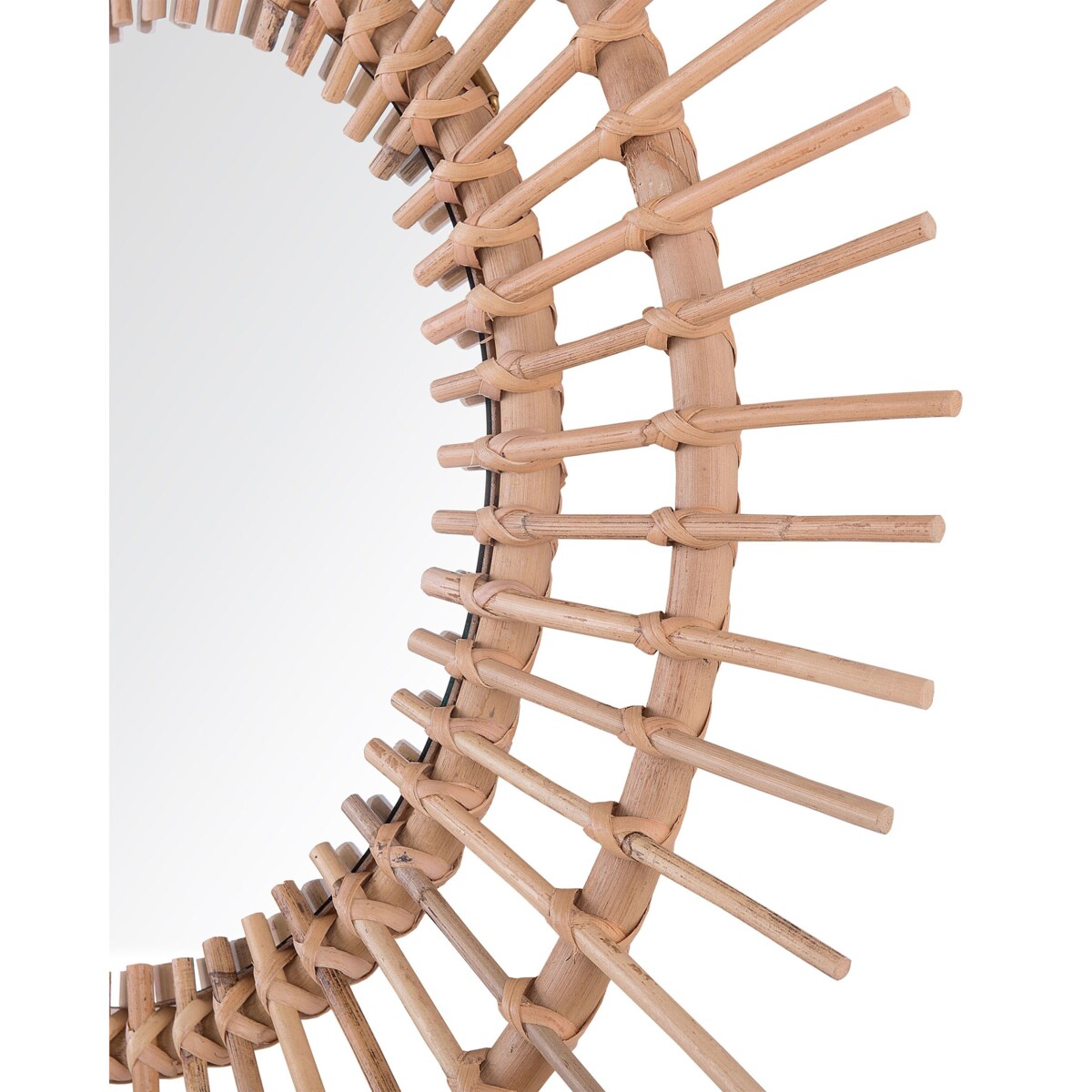 Rattanowe lustro ścienne słońce ø 76 cm naturalne STENEN