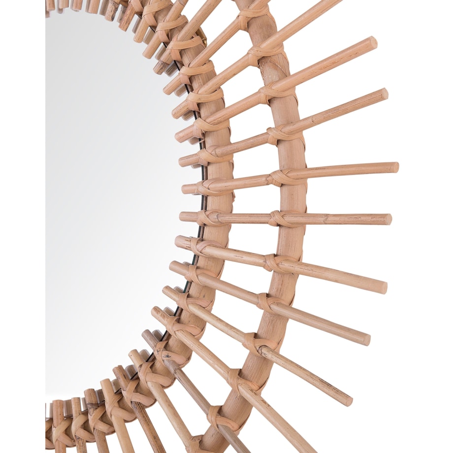 Rattanowe lustro ścienne słońce ø 76 cm naturalne STENEN