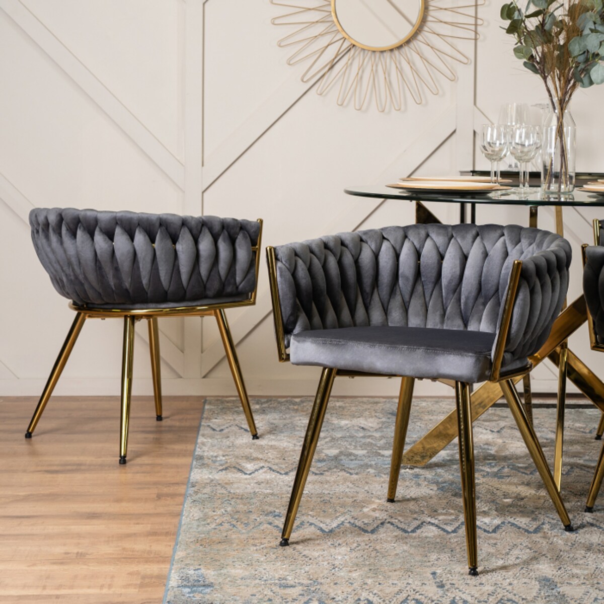 Krzesło Tapicerowane do Salonu CAPRI Szare Welur do Toaletki