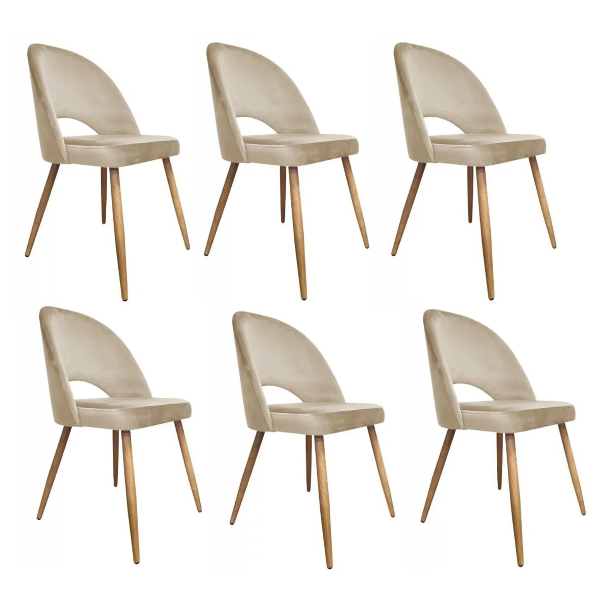 Zestaw krzeseł ISKAR 2 VELVET 6 szt. beżowe/dąb