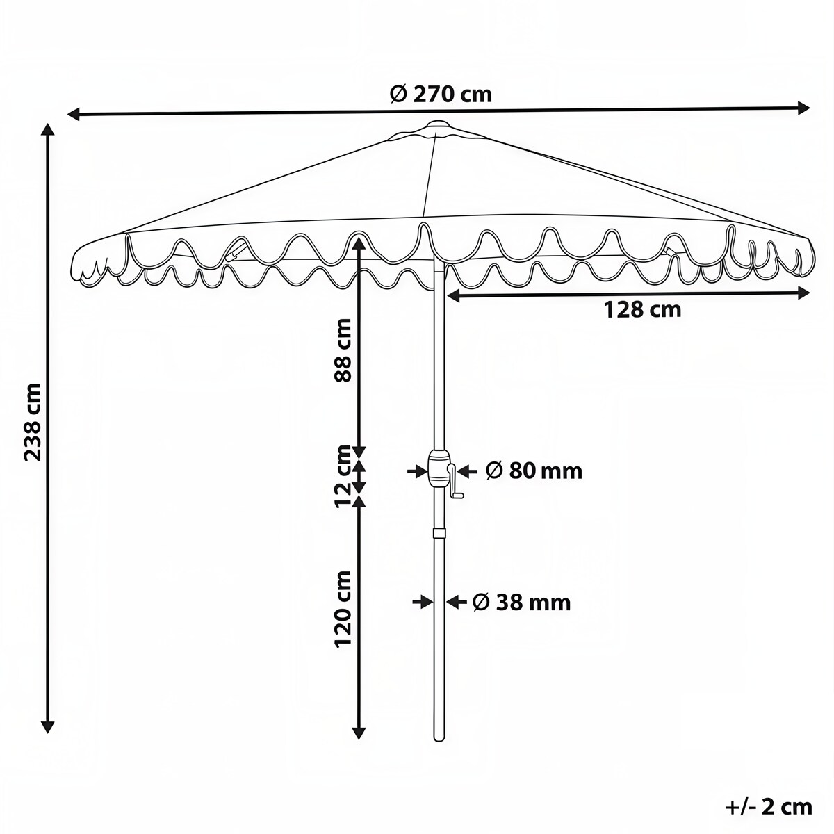 Parasol ogrodowy 270 cm ISOLOTTO Beżowy