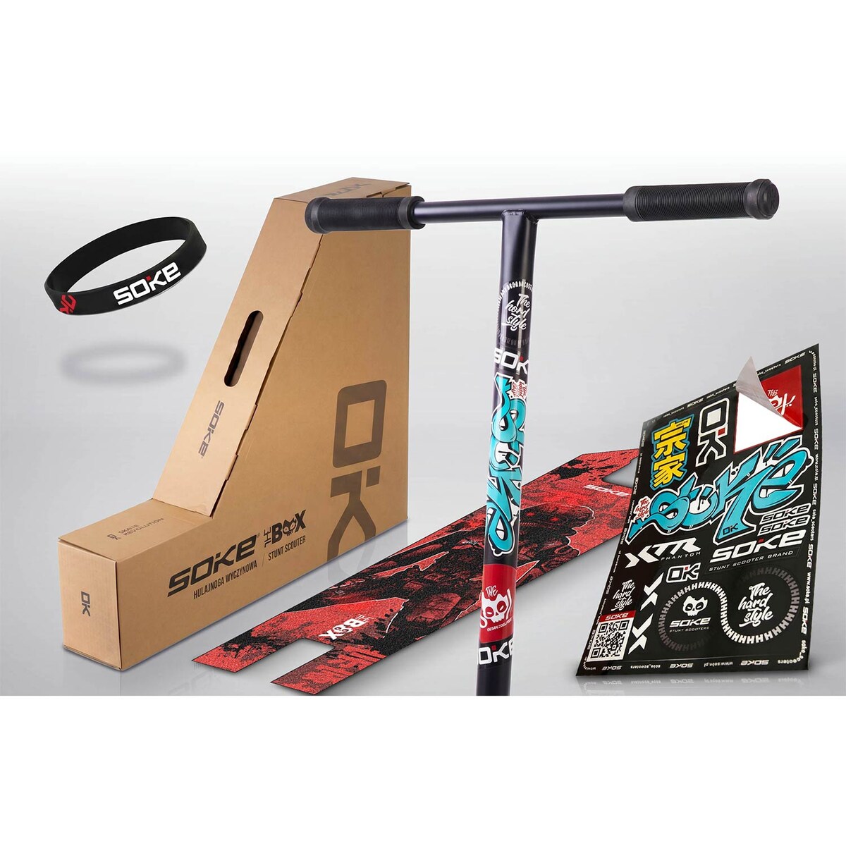 Hulajnoga wyczynowa Soke Box czarny SCS ABEC-9 Max Deck 140x553mm XXL zestaw