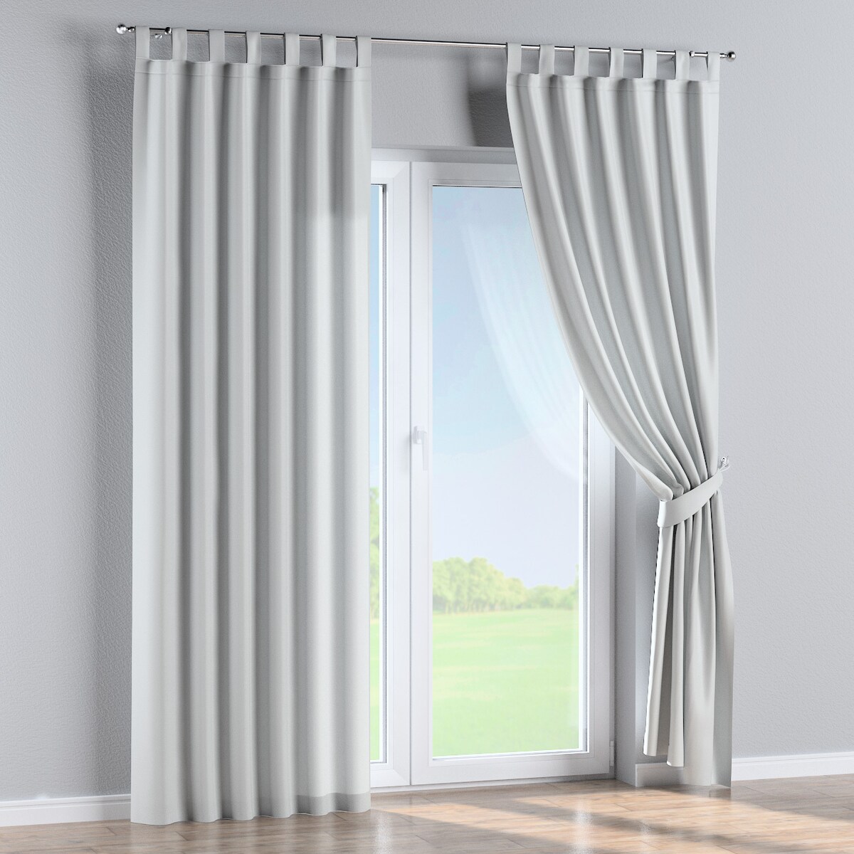 Zasłona na szelkach 1 szt. 130x245 gołębi srebrny z połyskiem