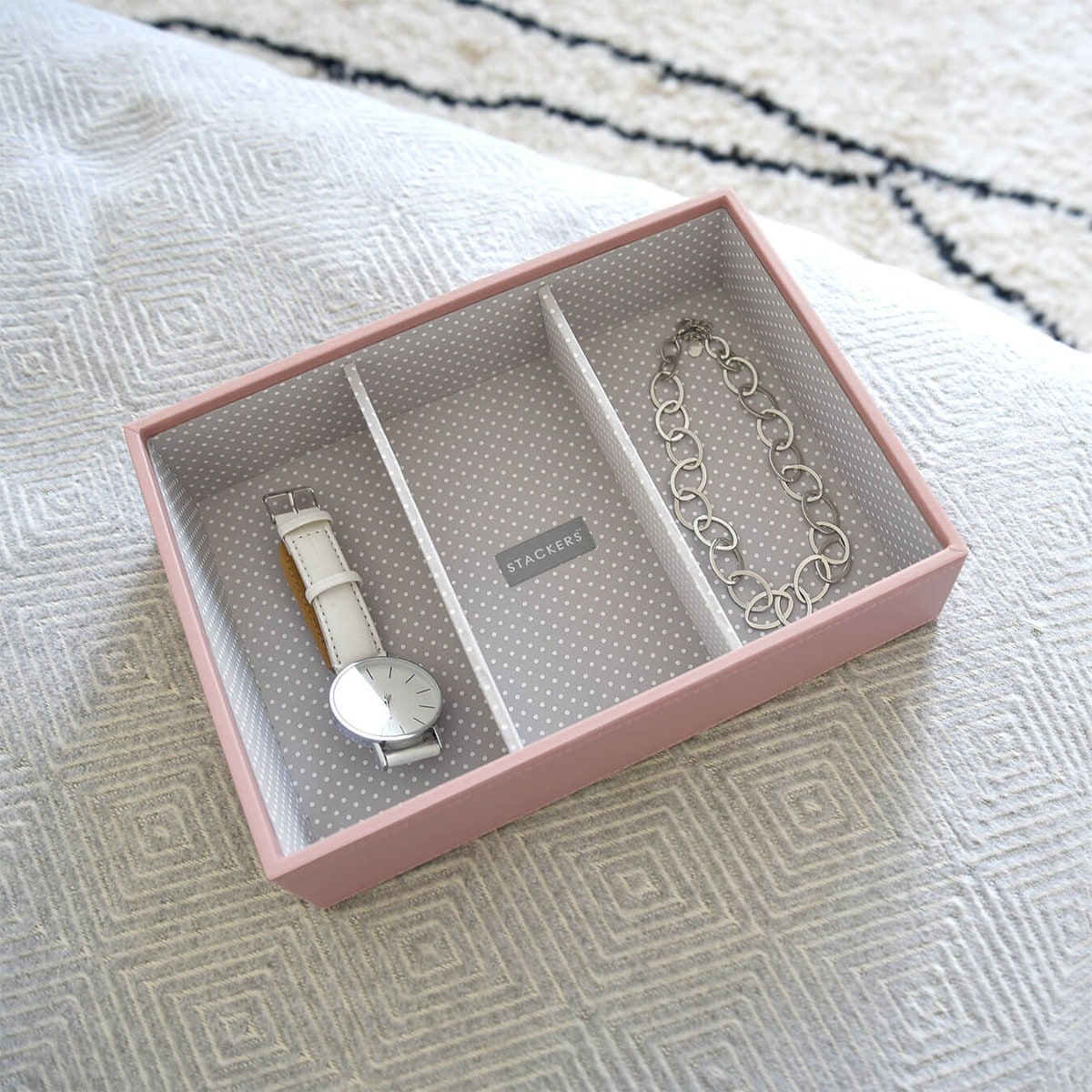 Szkatułka na biżuterię Stackers 3 komorowa classic różowa