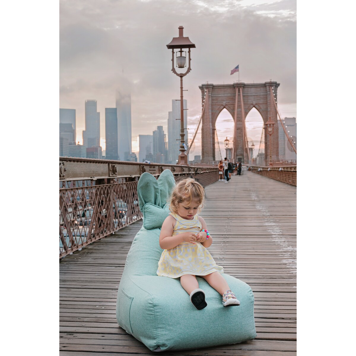 PUF FUNNY BUNNY BAWEŁNIANY MIETOWO-ZIELONY