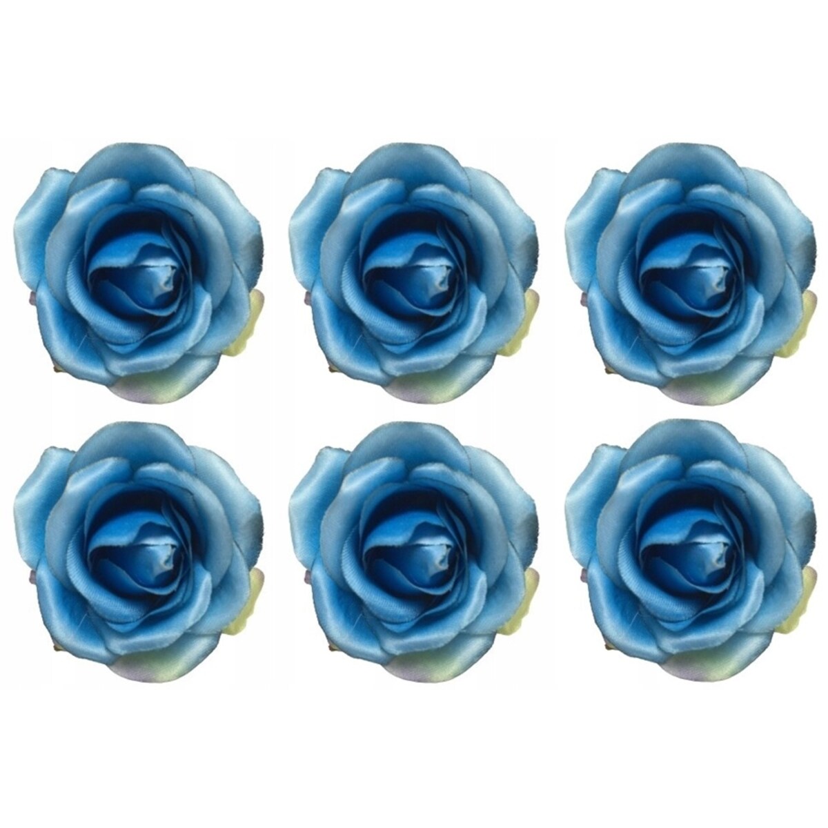 RÓŻA MAŁA sztuczna NIEBIESKA na stroik wiązankę 6szt dekoracja bukiet serce