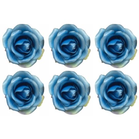 RÓŻA MAŁA sztuczna NIEBIESKA na stroik wiązankę 6szt dekoracja bukiet serce