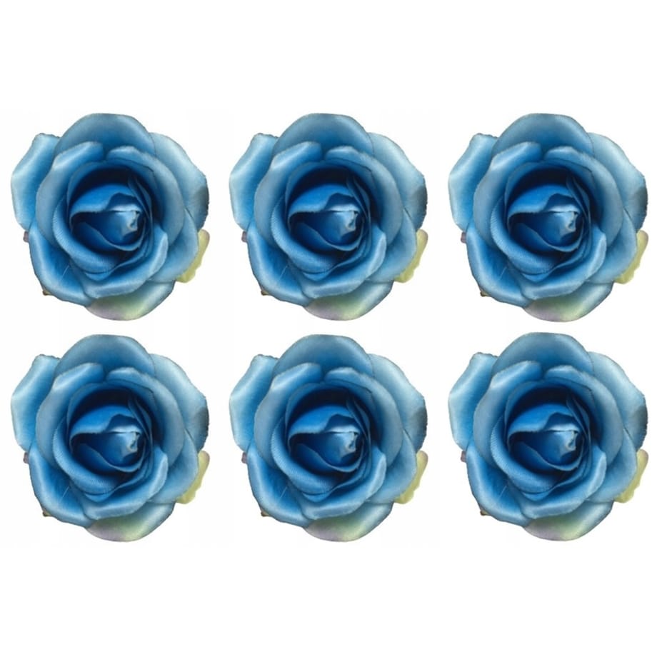 RÓŻA MAŁA sztuczna NIEBIESKA na stroik wiązankę 6szt dekoracja bukiet serce