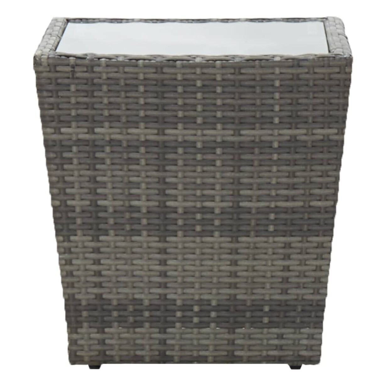 vidaXL Stolik herbaciany, szary, 41,5x41,5x43 cm, rattan PE i szkło