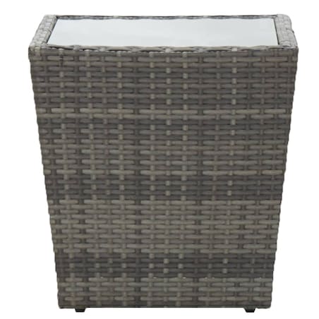 vidaXL Stolik herbaciany, szary, 41,5x41,5x43 cm, rattan PE i szkło