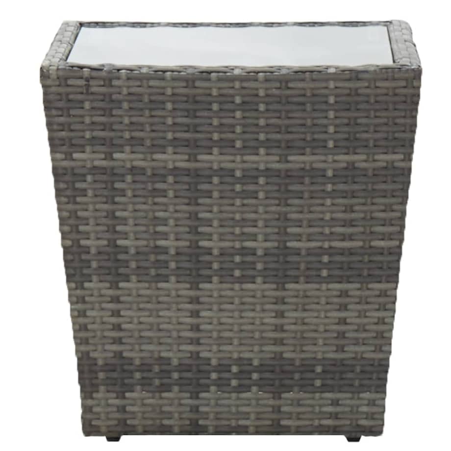 vidaXL Stolik herbaciany, szary, 41,5x41,5x43 cm, rattan PE i szkło