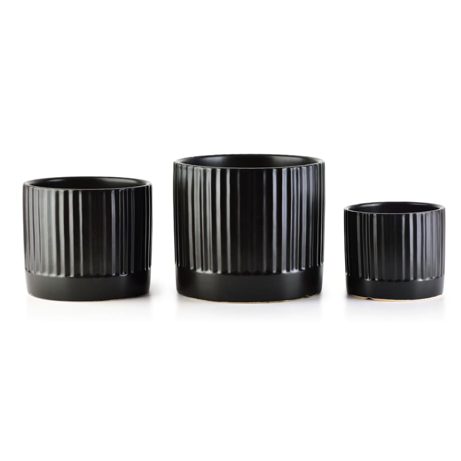 NEVA Komplet 3 osłonek czarny mat paski XL 18xh16cm L 15xh13cm M12xh10cm