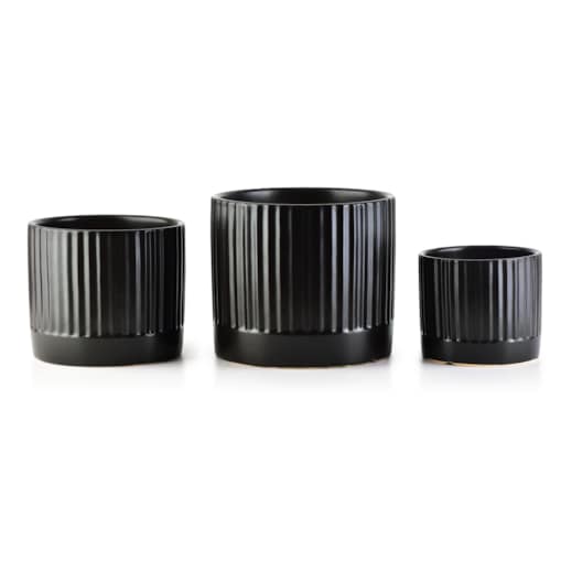 NEVA Komplet 3 osłonek czarny mat paski XL 18xh16cm L 15xh13cm M12xh10cm